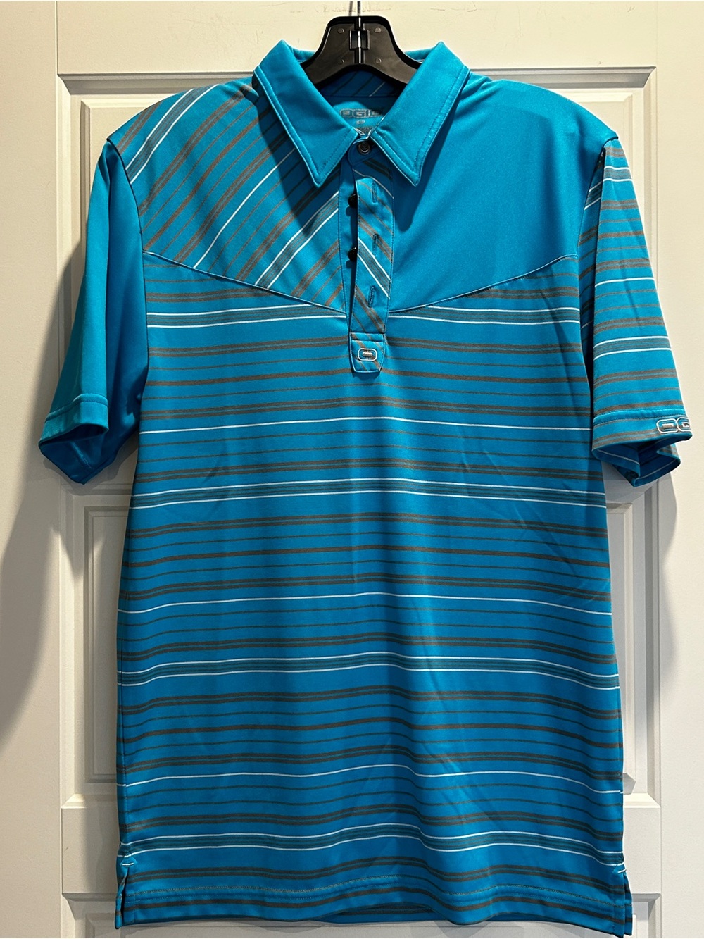 OGIO Teal and Gray Striped Men’s Polo